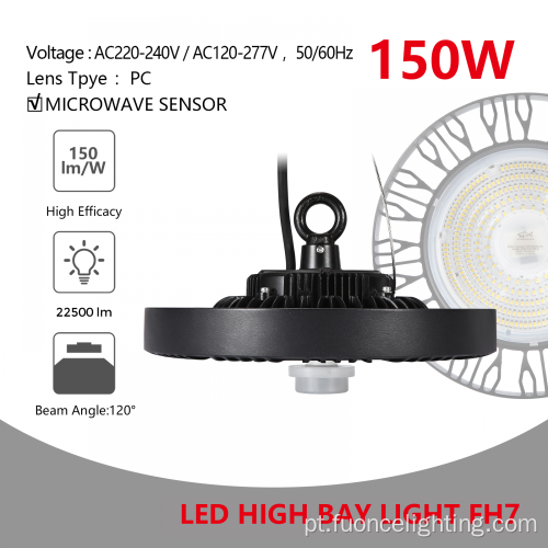 Iluminação Smart UFO High Bay com sensor 150W